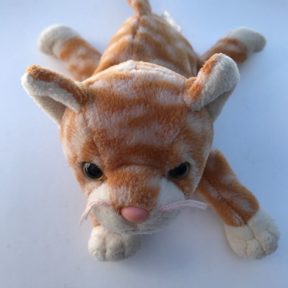 TY Beanie Baby - AMBER the Gold Tabby Cat 7.5 inch